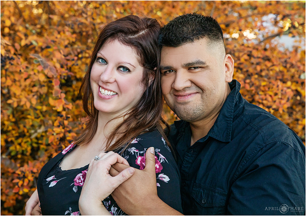 Fall color couples session at Belmar Park  Lakewood Heritage Center in Colorado
