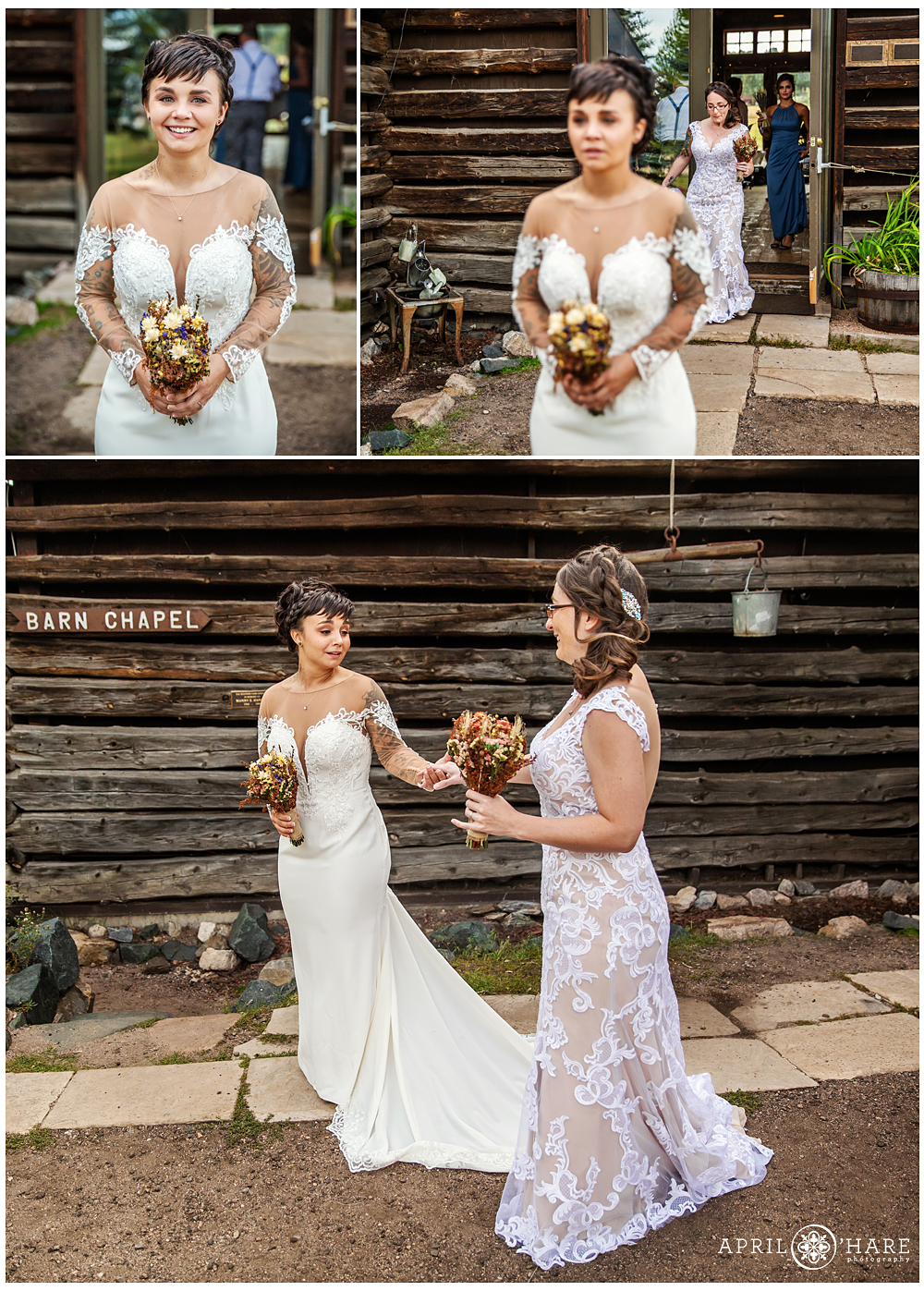 Lesbian Wedding Photography in Colorado First Look Photos