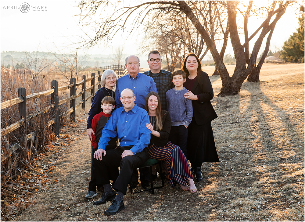 Extended family portrait over the Christmas holiday season at home in Colorado