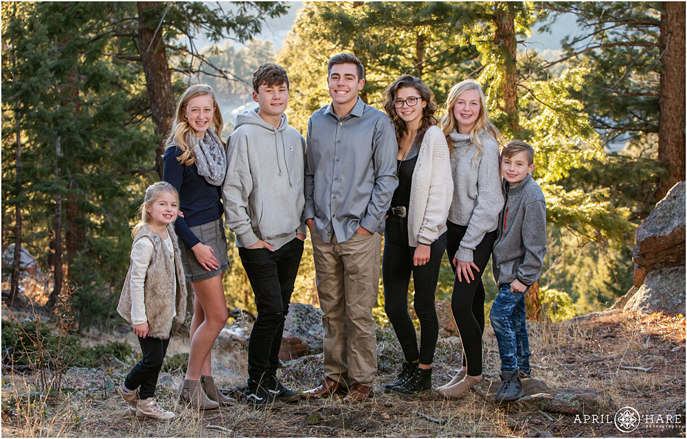 Cousin picture in the forest at Mount Falcon in Evergreen Colorado