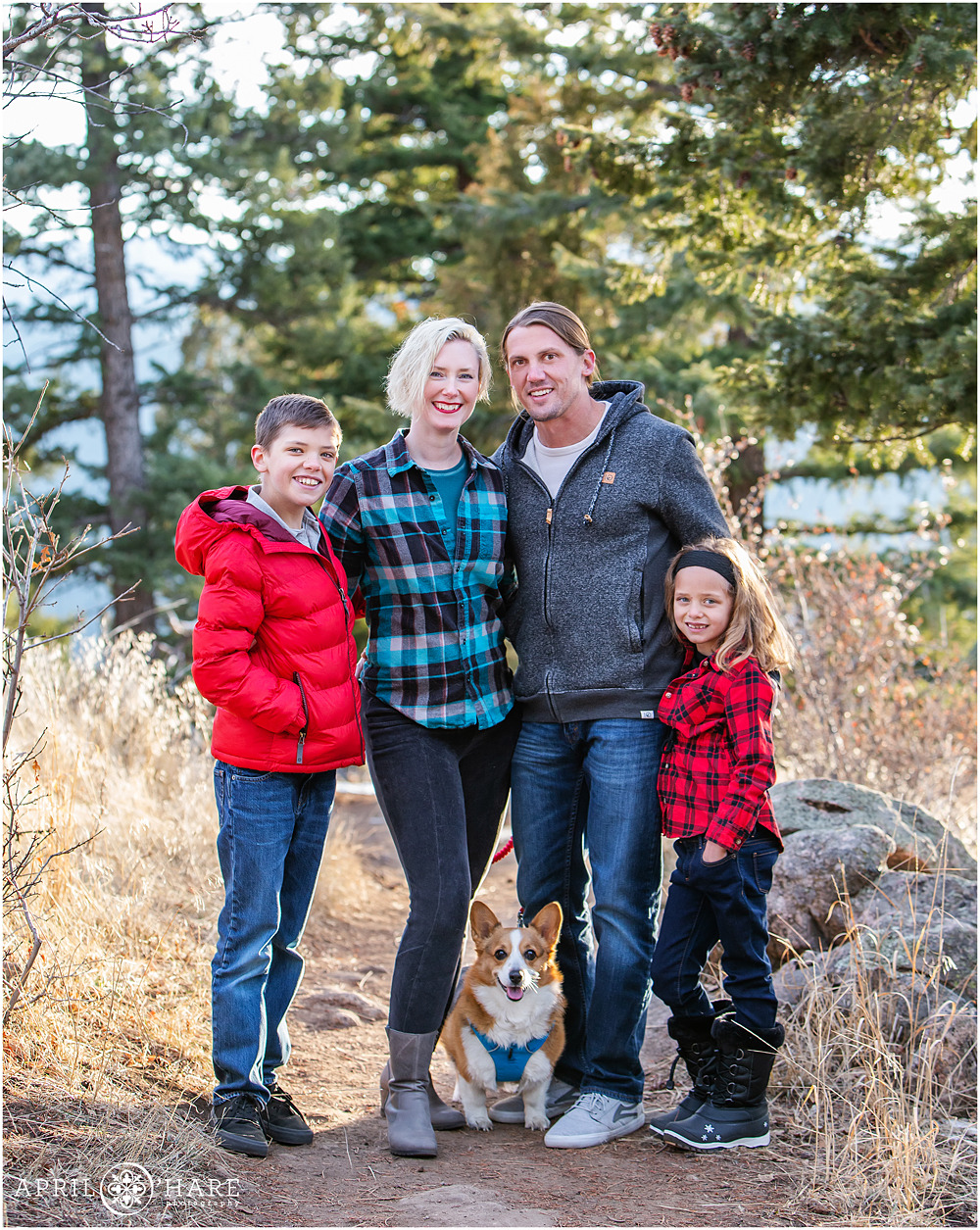 Colorado family pictures at West Mount Falcon in Evergreen Colorado during winter