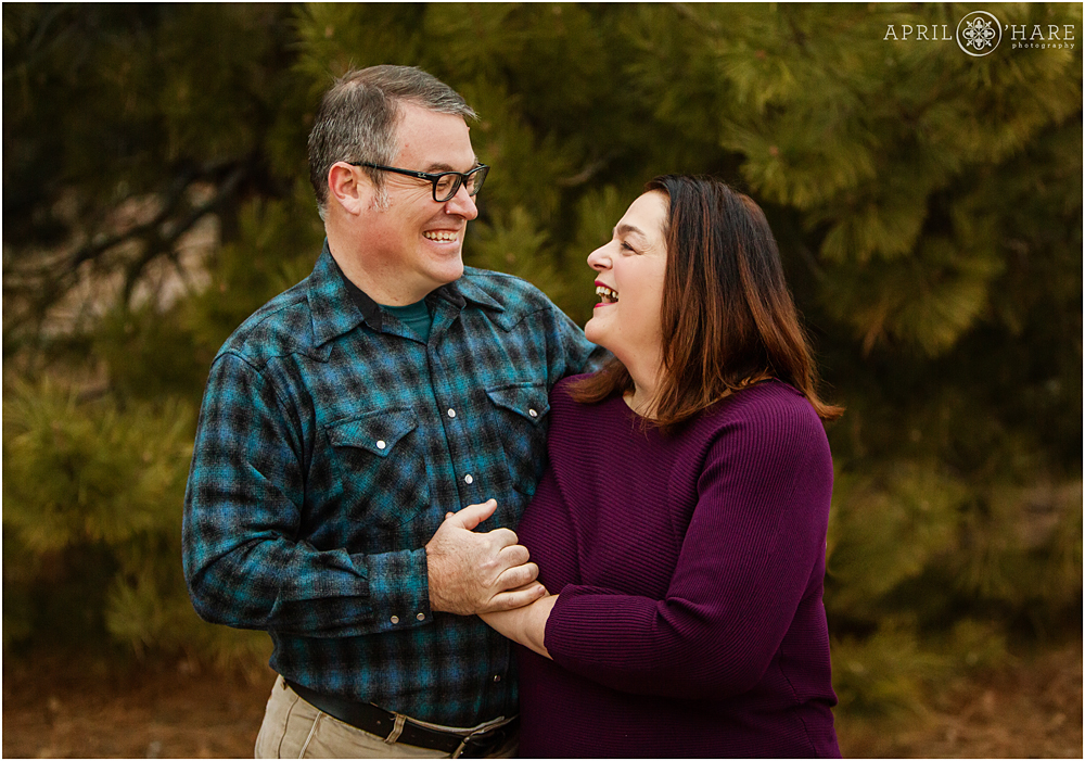 A sweet portrait of a couple at home during family portraits in Centennial Colorado