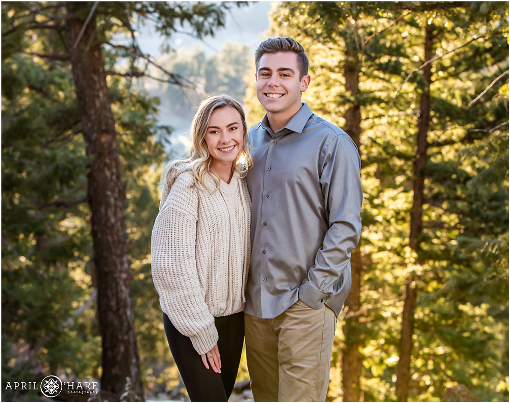 Couple portrait at Mount Falcon Trailhead in Evergreen Colorado