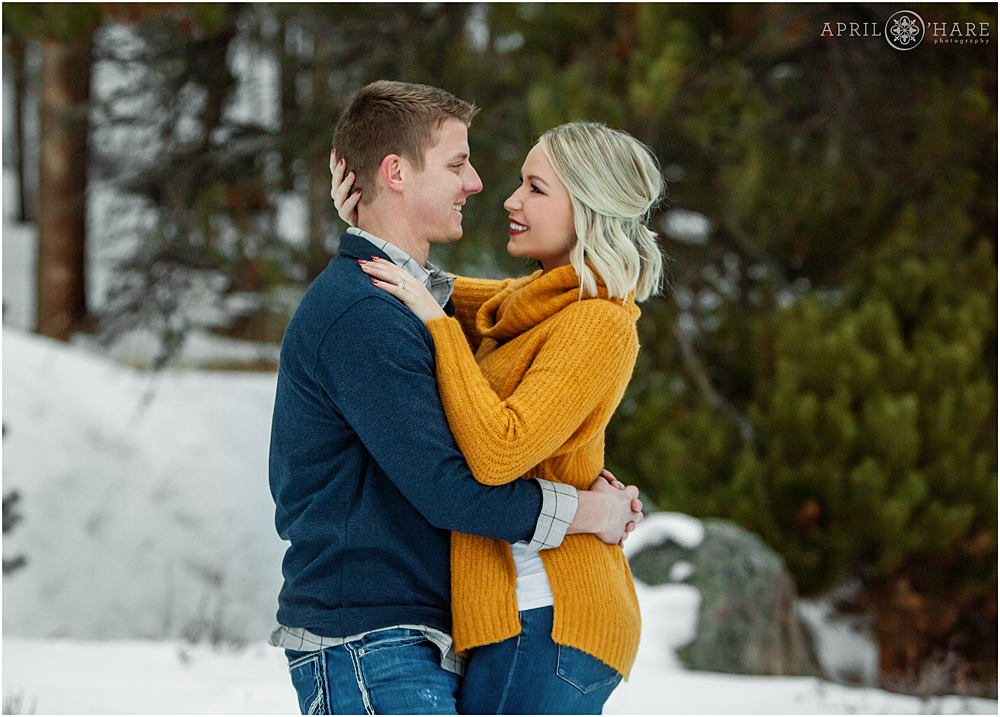 Romantic Winter Wonderland Family Photography in the snowy woods of Colorado