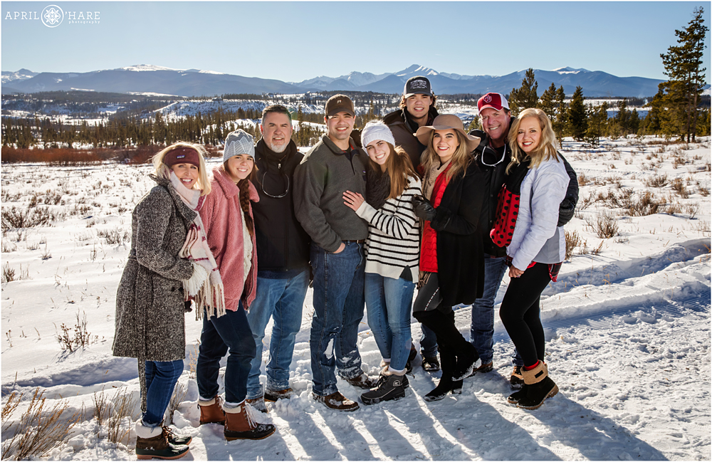 Winter Family Photography on a sunny afternoon in Colorado at Devil's Thumb Ranch