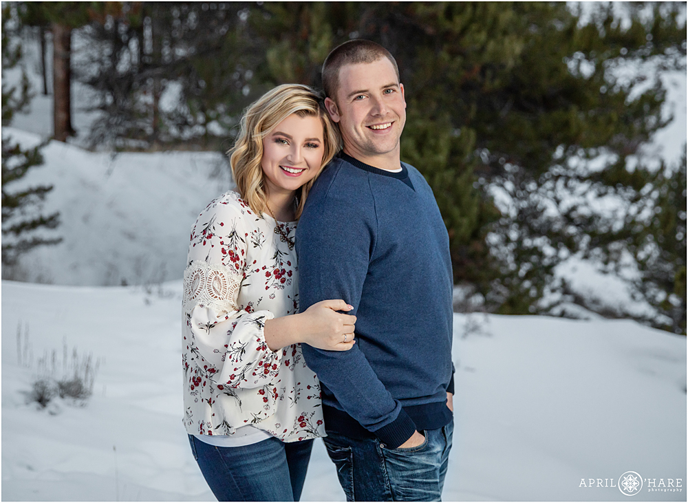 Couples Portrait in a Winter Wonderland  of Colorado Mountains