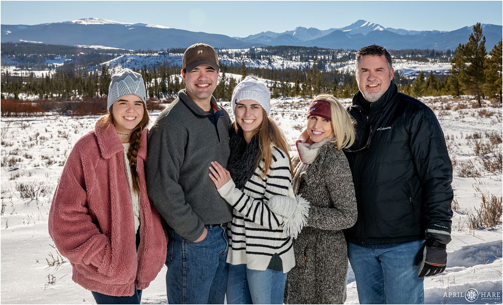 Winter Family Photography on a sunny afternoon in Colorado at Devil's Thumb Ranch