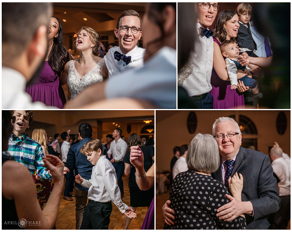Photo collage of wedding reception dance floor photos at Granite Links