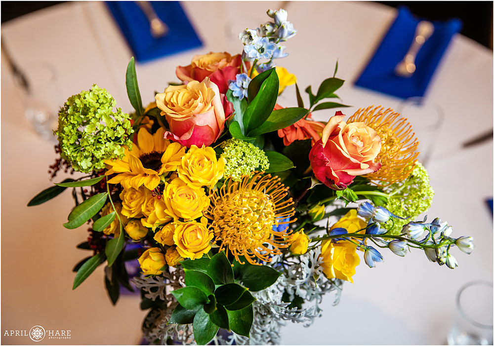Bright colorful table centerpieces in Denver CO