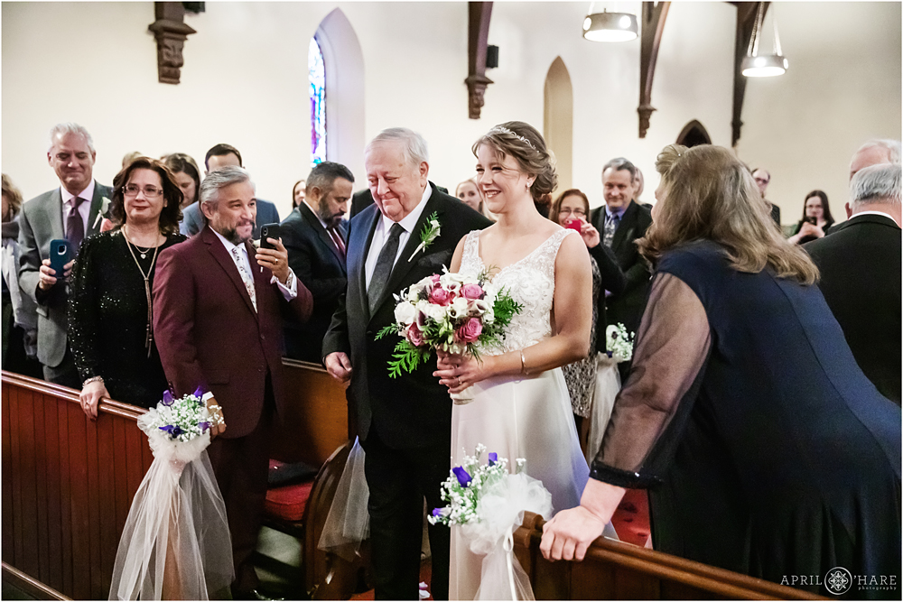 Boston Wedding Father walks daughter down the aisle