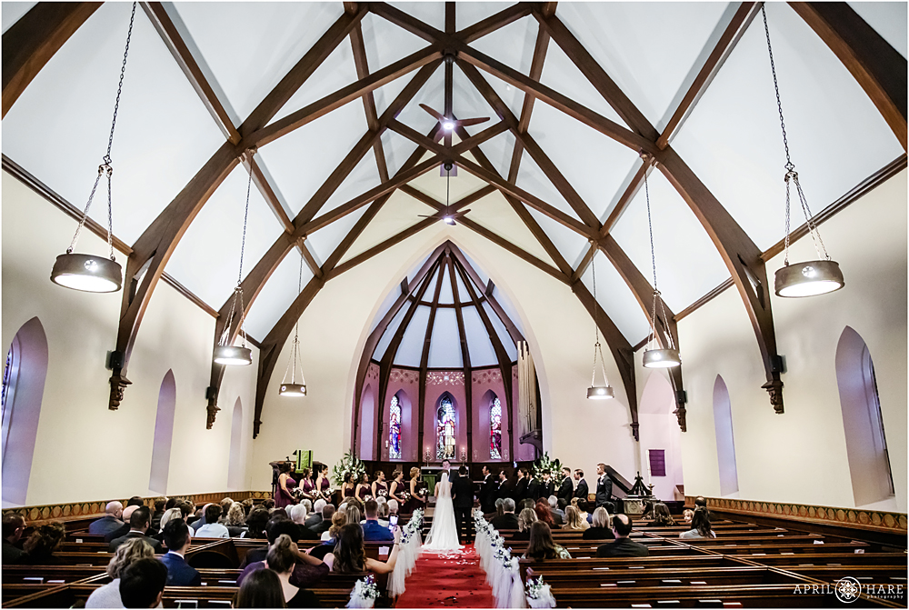View of the inside of Christs Church Episcopal  wedding in Massachusetts