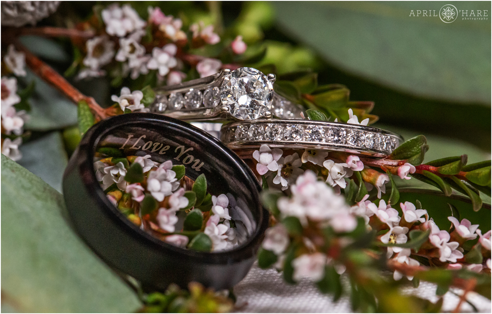 Wedding ring detail photography from a Colorado destination wedding photographer