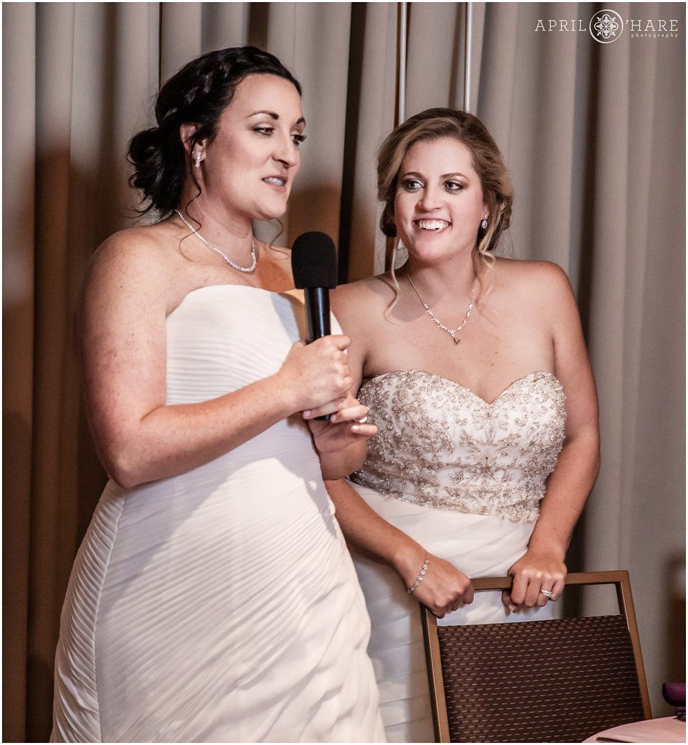 Bride speech at Golden Hotel Wedding in Colorado