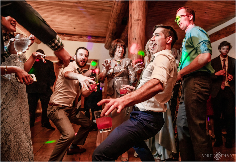 Dance floor shenanigans at a Colorado mountain wedding in Keystone