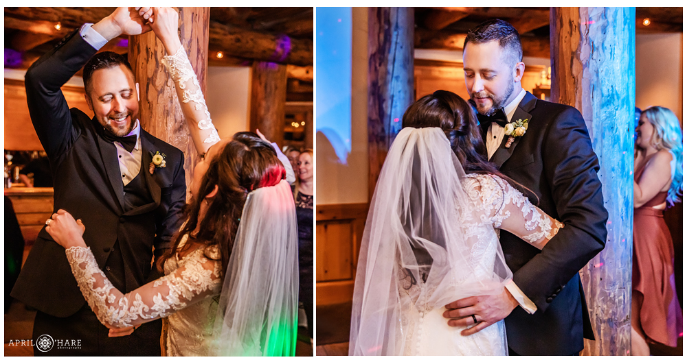 Bride and groom have fun at their destination wedding in Keystone CO