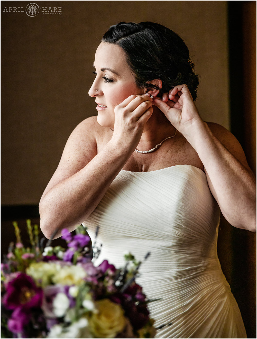 Bride photo on a Colorado wedding day at Golden Hotel