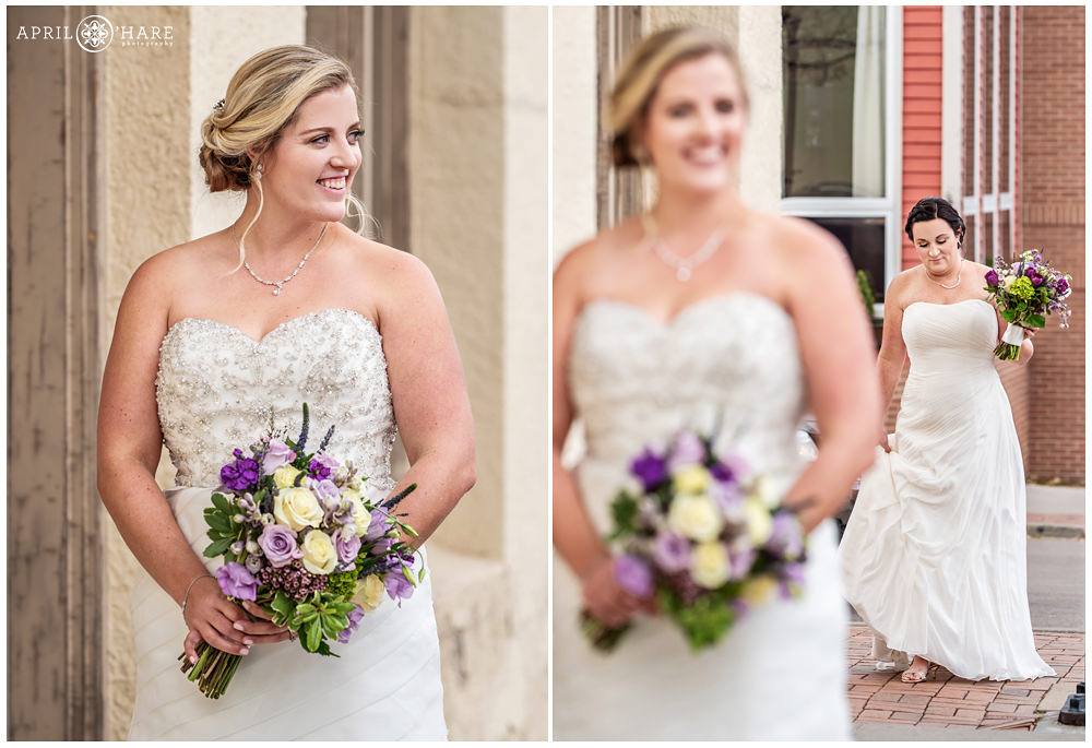 Two brides first look photos at the Golden Hotel in Colorado