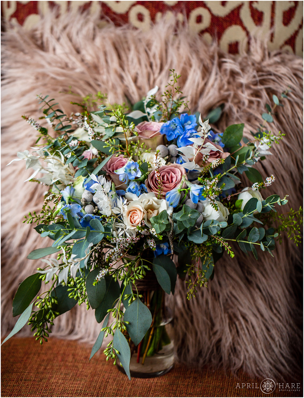 Winter wedding floral bouquet by Petal and Bean at Keystone Resort in Colorado