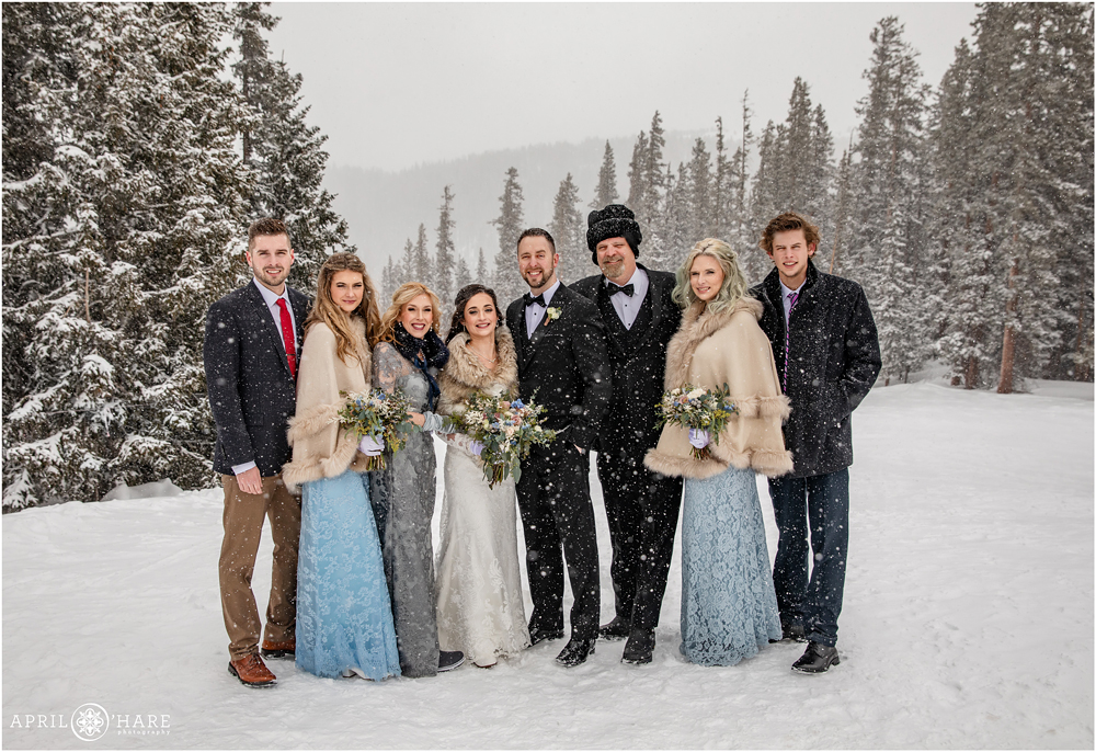 Family photos at a Colorado Destination wedding at Keystone Resort during winter