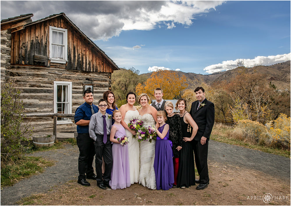 Family pictures at a fall wedding in Golden Colorado