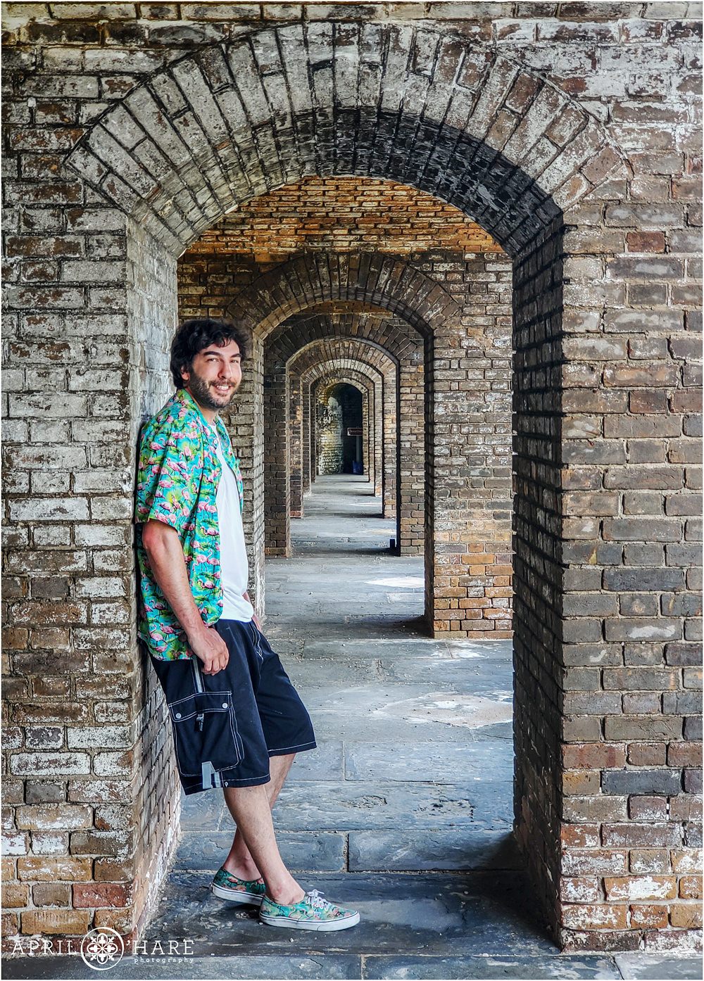 Portrait of a handsome man at Fort Jefferson at Dry Tortugas National Park in Florida