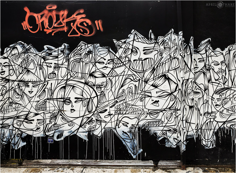 Dope abstract faces street art found in Wynwood Miami