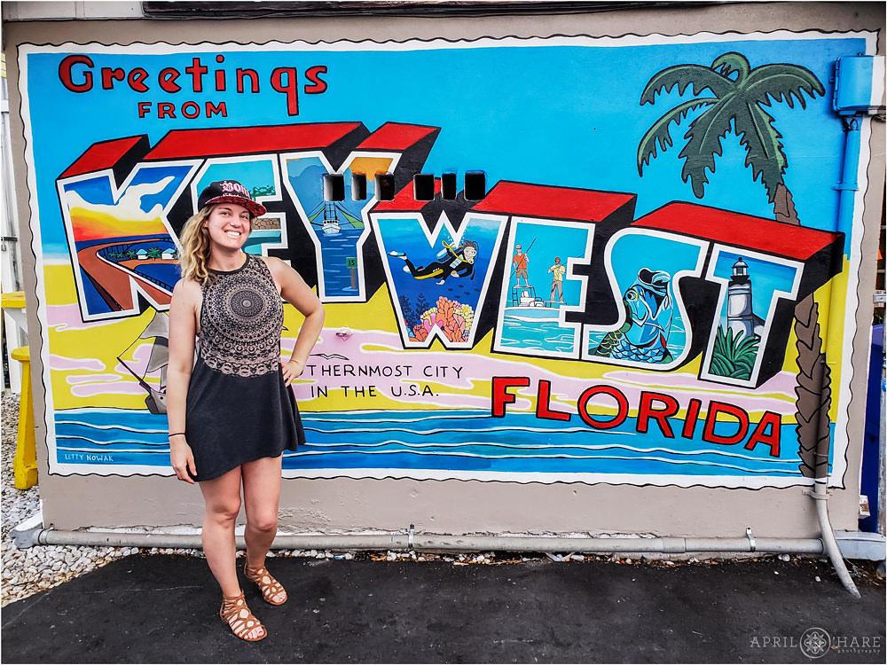Greetings from Key West Postcard Mural at Cuban Coffee Queen in Key West