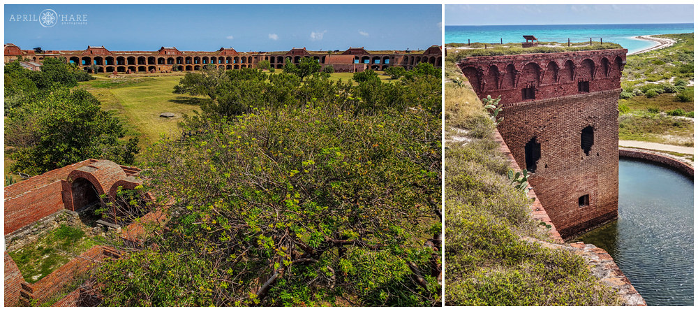 Scenery from the top wall of Fort Jefferson at Dry Tortugas National Park in Florida