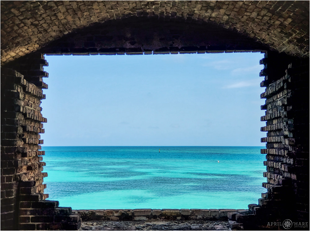 Looking through one of the canon windows from Fort Jefferson out onto the Gulf of Mexico at Dry Tortugas National Park