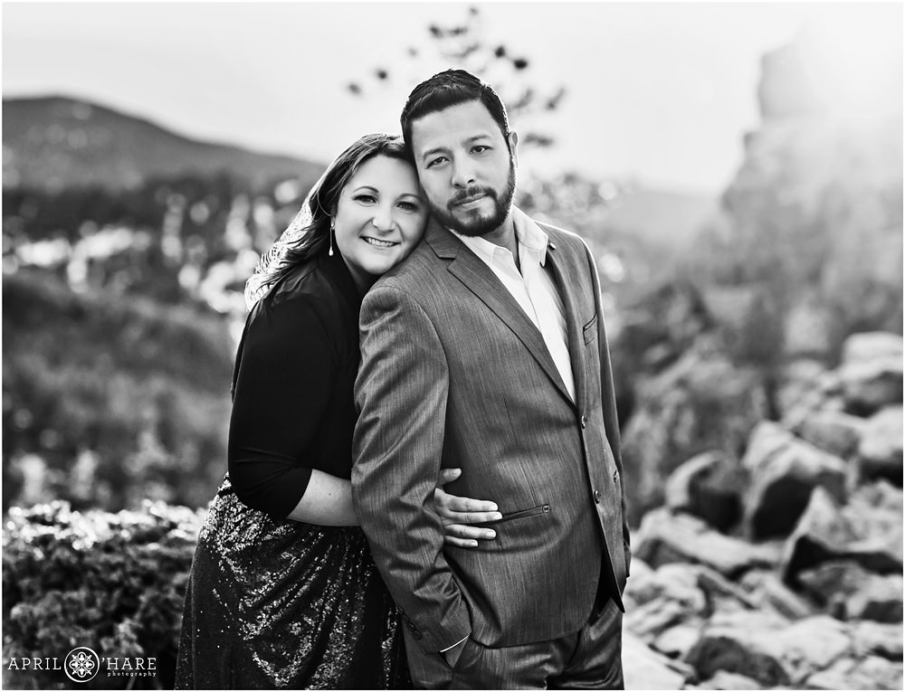 Boulder B&W Couples Photography for a 5 Year Anniversary at Lost Gulch Overlook