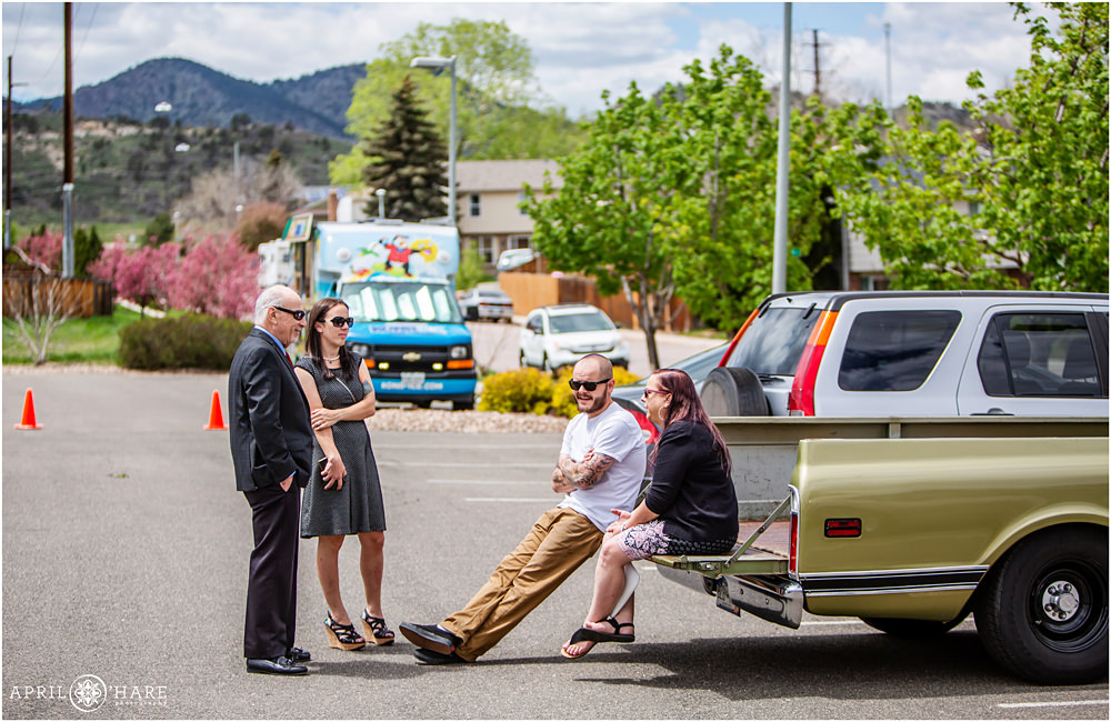 Guests hand out in the parking lot of a Lakewood Colorado Bar Mitzvah Party