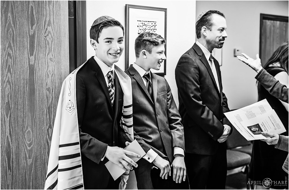 Happy young jewish man on the day of his Bar Mitzvah in Lakewood Colorado