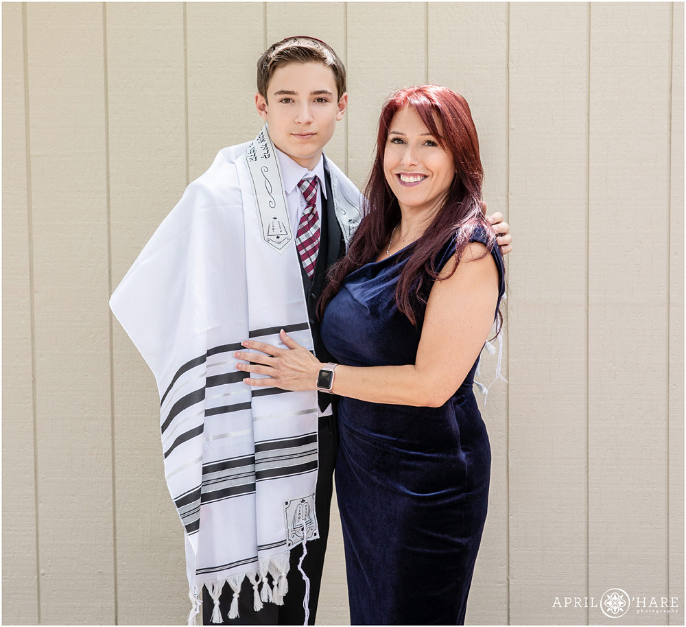 Mom and her son on his Bar Mitzvah Day in Colorado