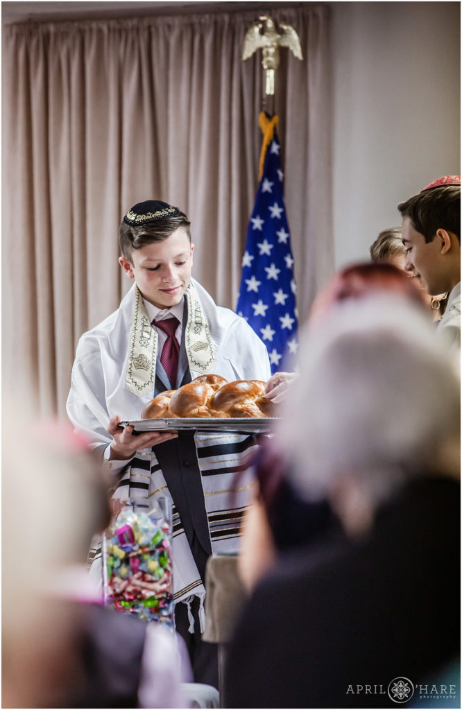 Challah Bread served at a Jewish Bar Mitzvah Service at Temple B'Nai Chaim in Morrison Colorado