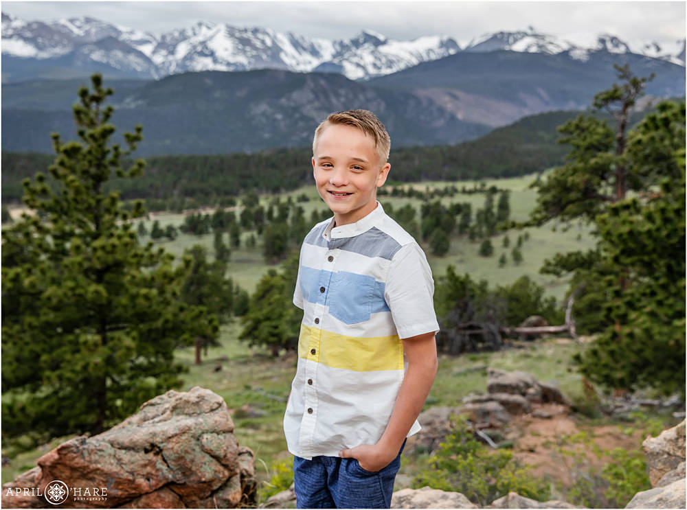 Individual sibling portrait during family photography session at Rocky Mountain National Park in Colorado