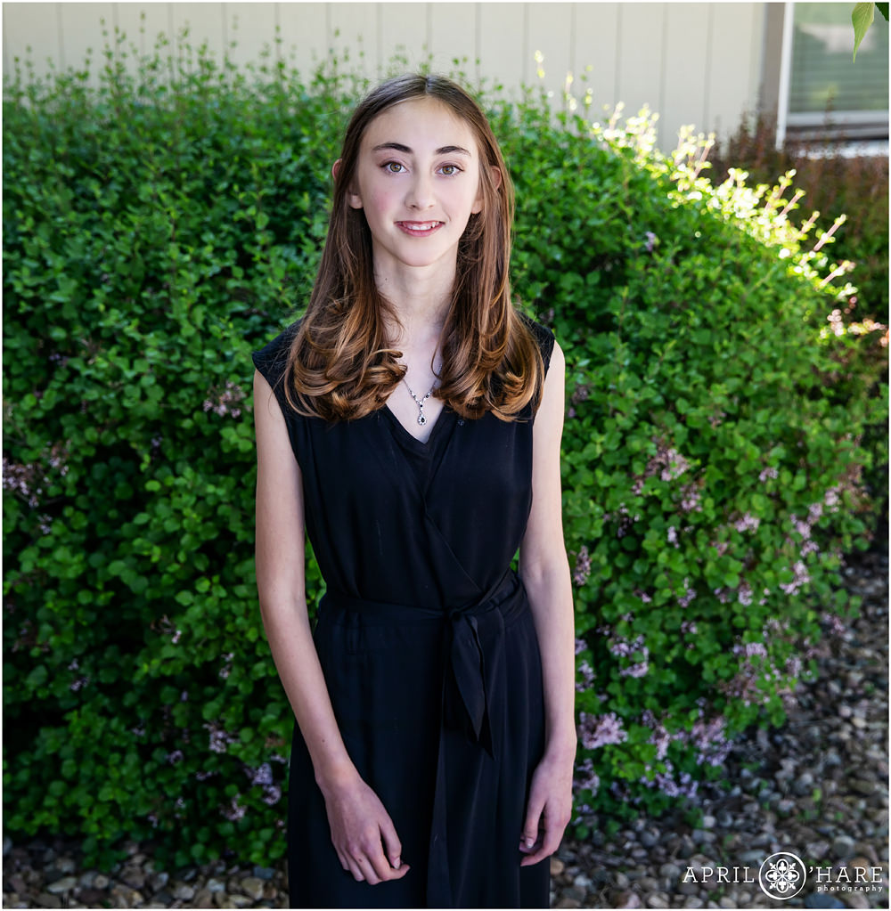 A young brunette bat mitzvah girl at Temple B'Nai Chaim in Southwest Denver Colorado