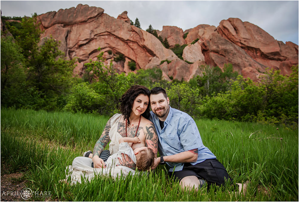 Denver Breastfeeding Photography Family Picture at Roxborough State Park in CO