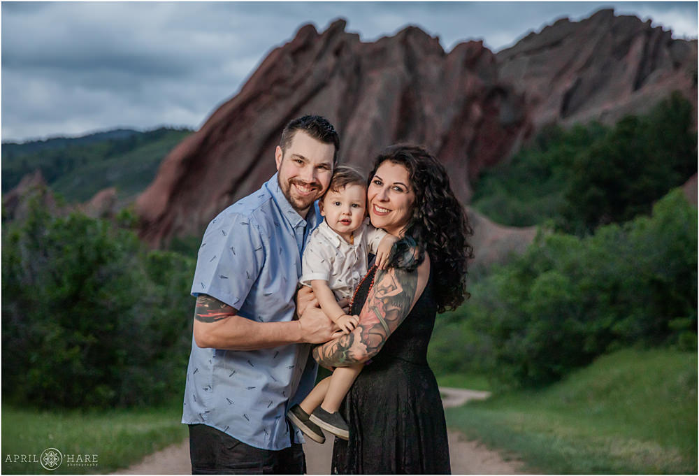 Gorgeous End of the Night Family Photo at Roxborough State Park in Colorado