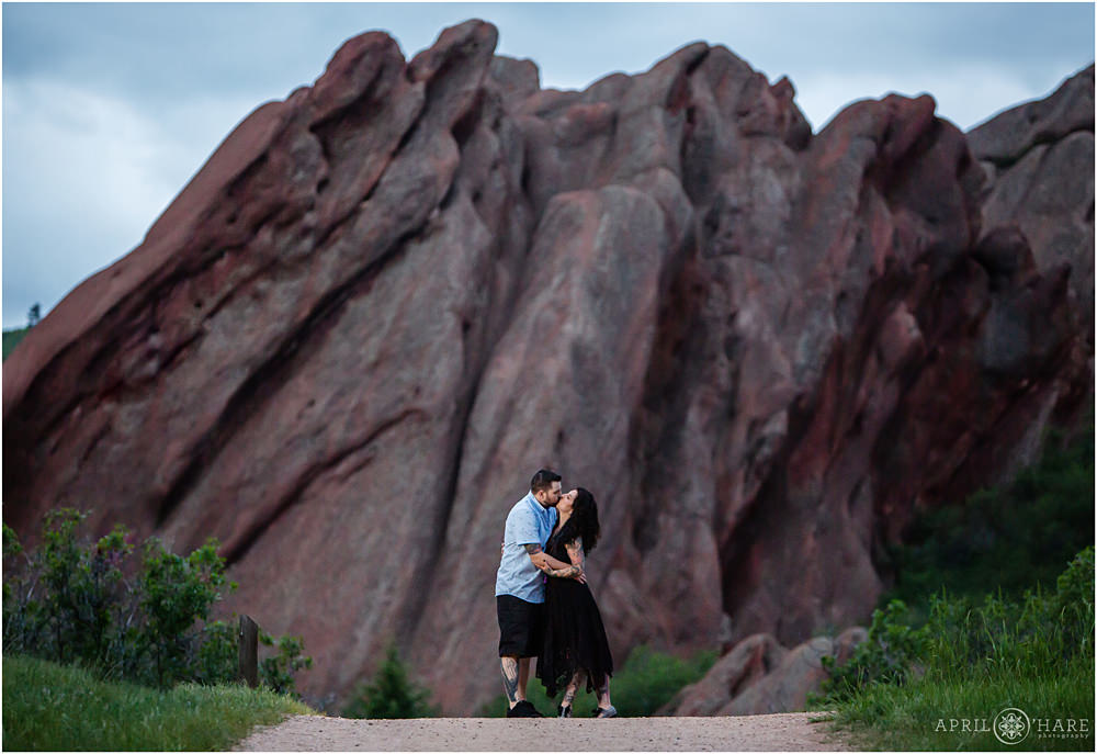 Pretty Dramatic Couples Portrait at a Denver Family Photography Session at Roxborough State Park