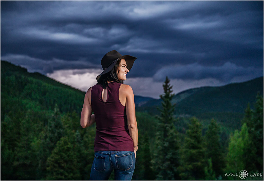 Stunning stormy mountain personal brand photos in Colorado