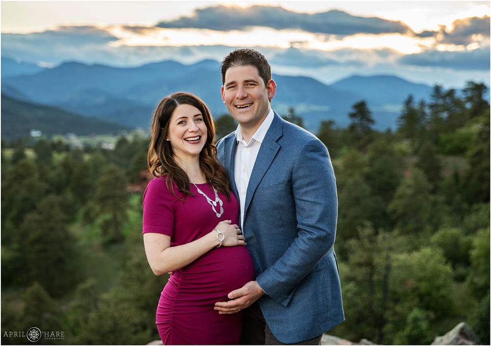 Sunset Maternity Photography in the Mountains of Evergreen Colorado