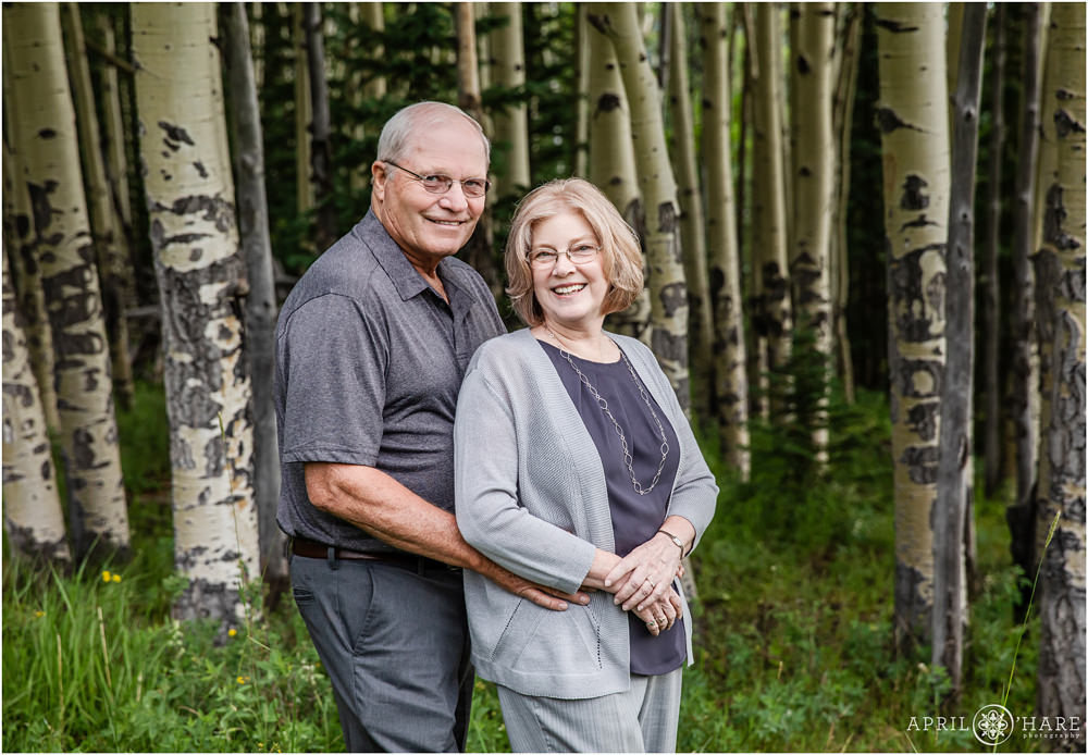 Sweet portrait of a couple celebrating their 50th wedding anniversary in Colorado