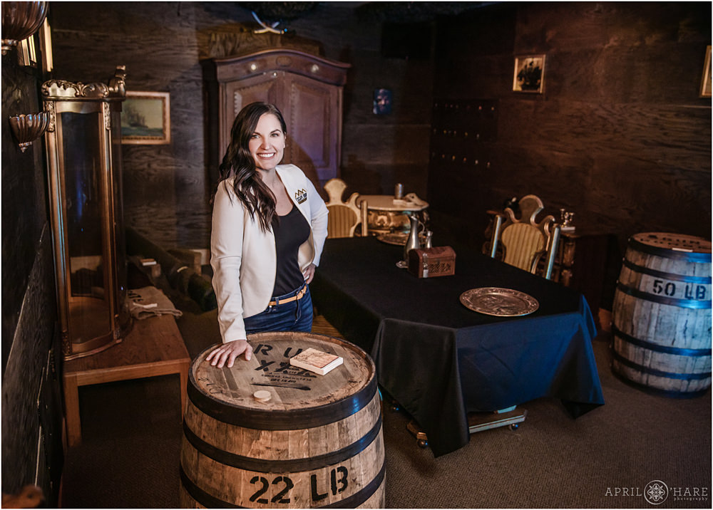 Owner of Escape Room Breckenridge in one of her escape room games in Breckenridge Colorado