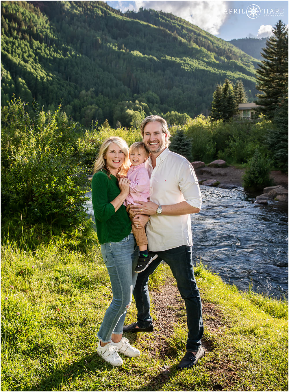Bright and Sunny Colorado Family Photos Next to the San Miguel River in Telluride