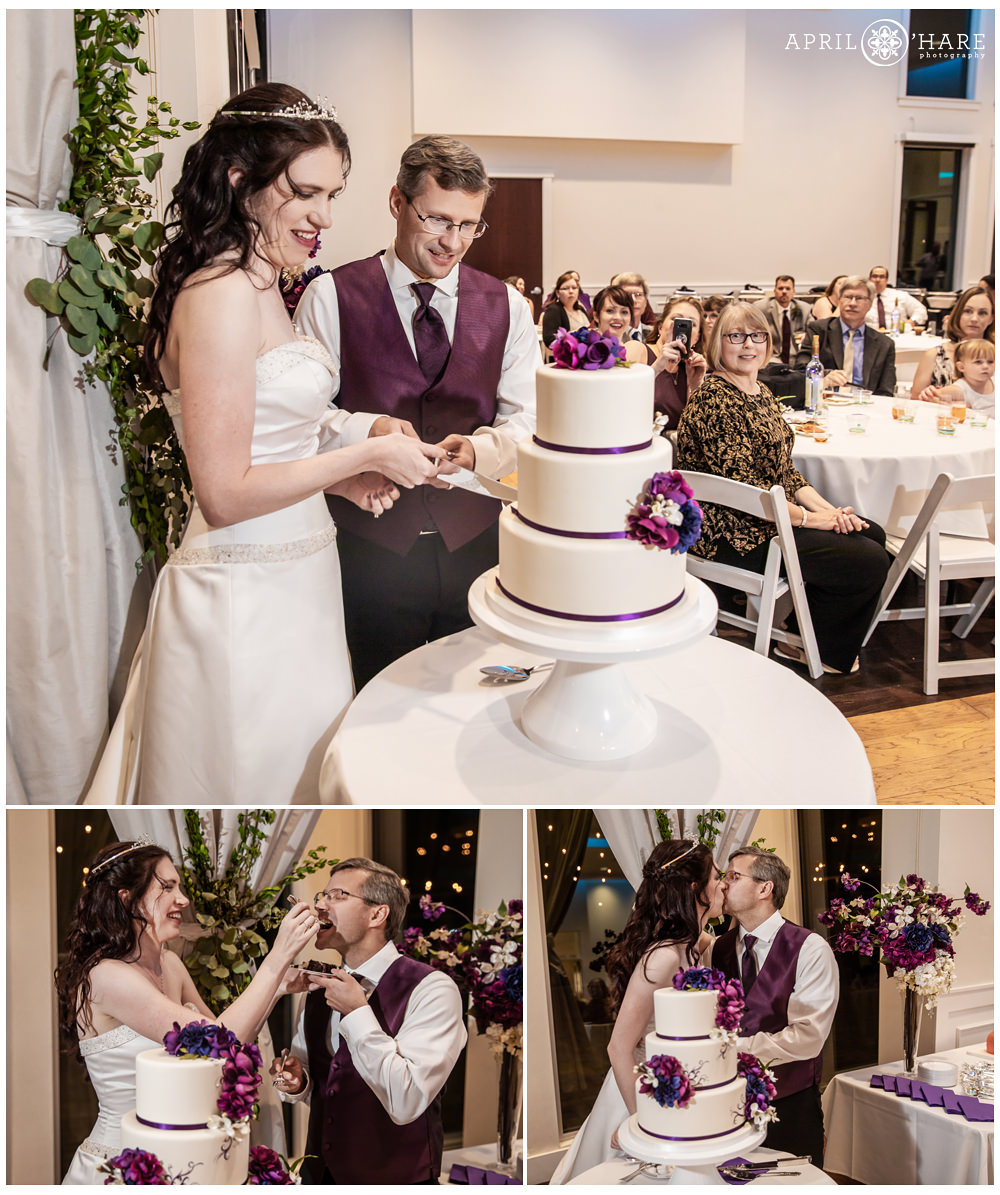 Wedding Cake Cutting at Ashley Ridge Wedding Reception in Littleton