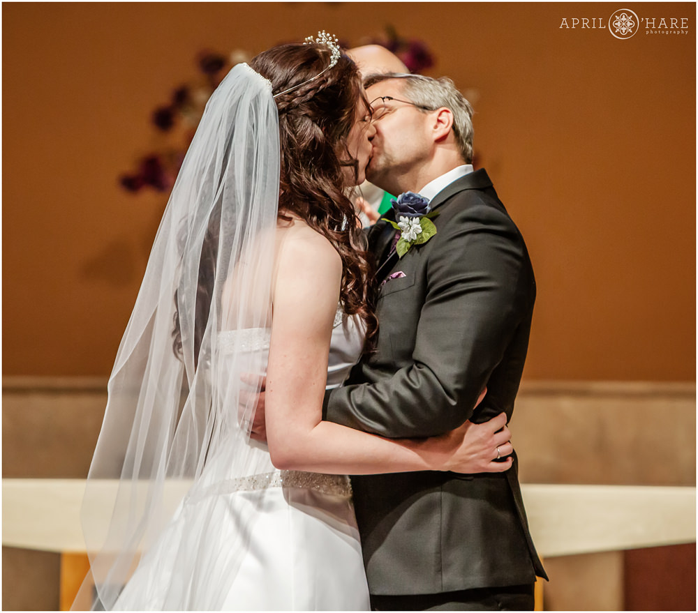 Our Father Lutheran Church Wedding Ceremony Kiss