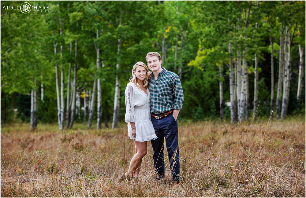 Pretty Colorado Mountain Meadow Engagement Portraits in Evergreen