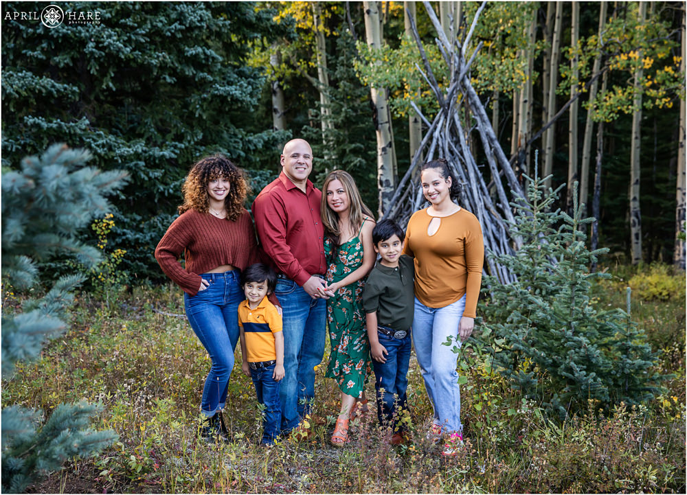 Gorgeous Fall Color Colorado Family Portraits in an Aspen Tree Forest on Squaw Pass Road