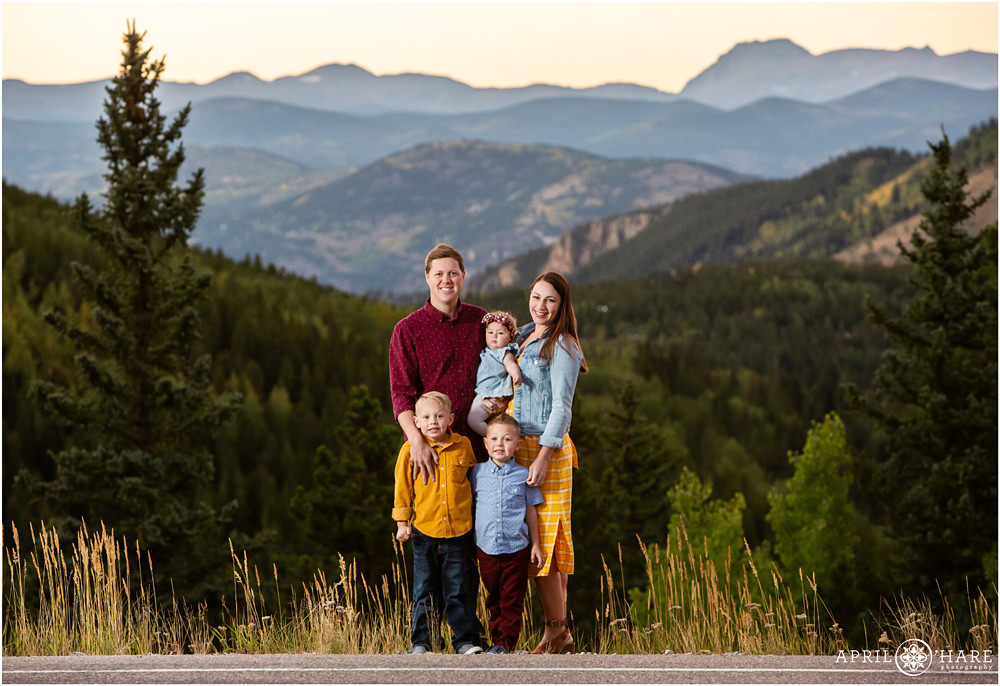 Lovely mountain backdrop for an Evergreen Family Photography session in Colorado