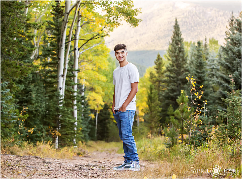 Mountain forest during fall High School Senior Photography near Denver